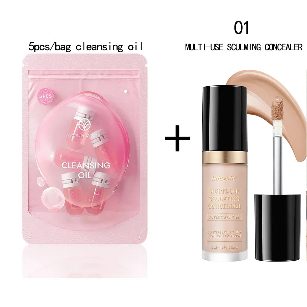 lakerain  5-Color Waterproof Concealer Matte High Coverage Oil-Control Foundation for Acne Scars and Dark Circles Cosmetics
