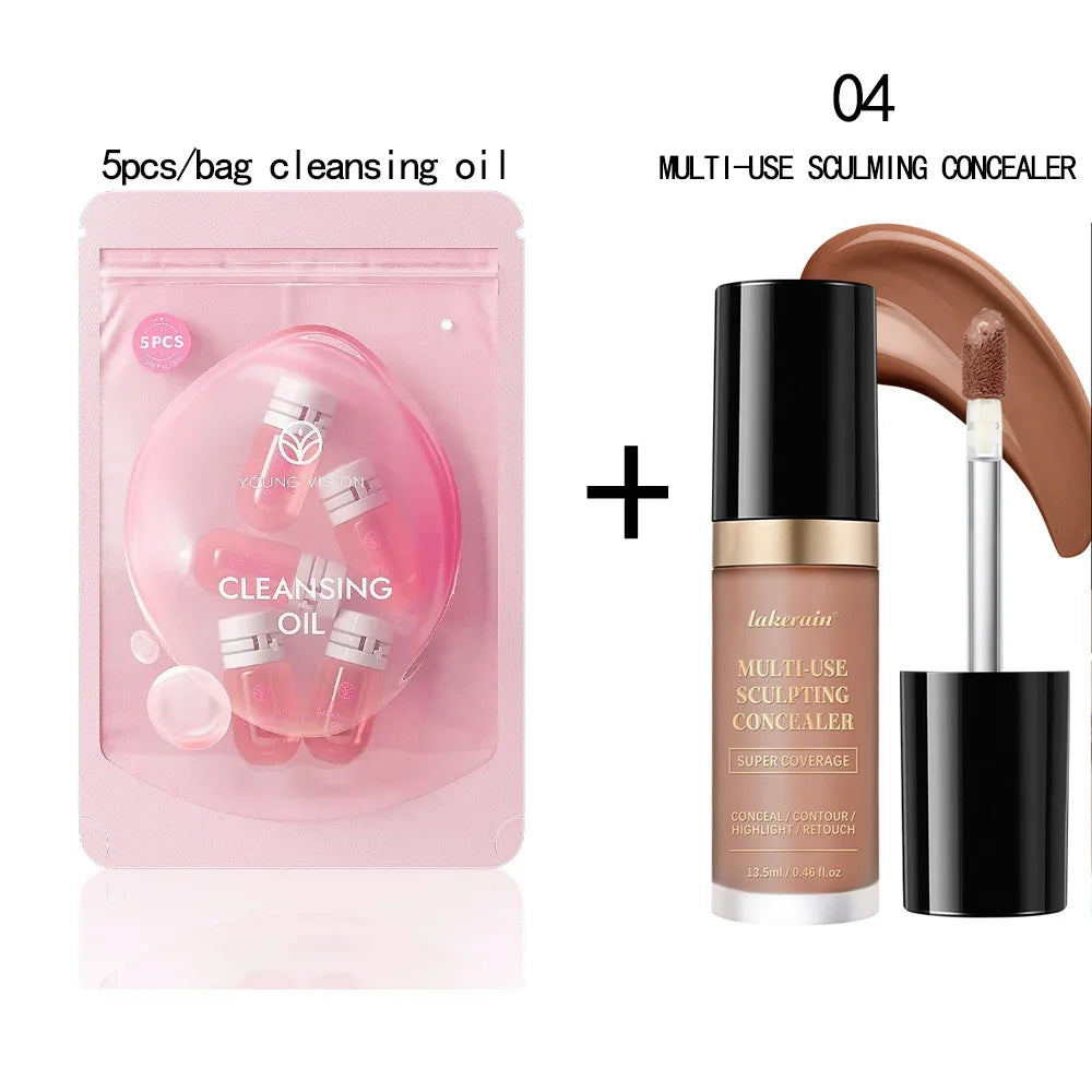 lakerain  5-Color Waterproof Concealer Matte High Coverage Oil-Control Foundation for Acne Scars and Dark Circles Cosmetics