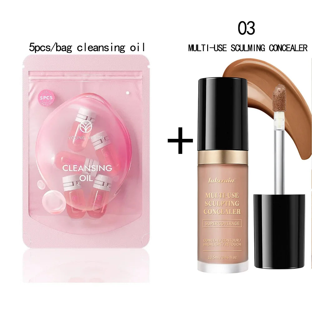 lakerain  5-Color Waterproof Concealer Matte High Coverage Oil-Control Foundation for Acne Scars and Dark Circles Cosmetics