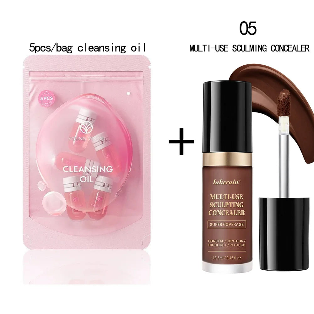 lakerain  5-Color Waterproof Concealer Matte High Coverage Oil-Control Foundation for Acne Scars and Dark Circles Cosmetics