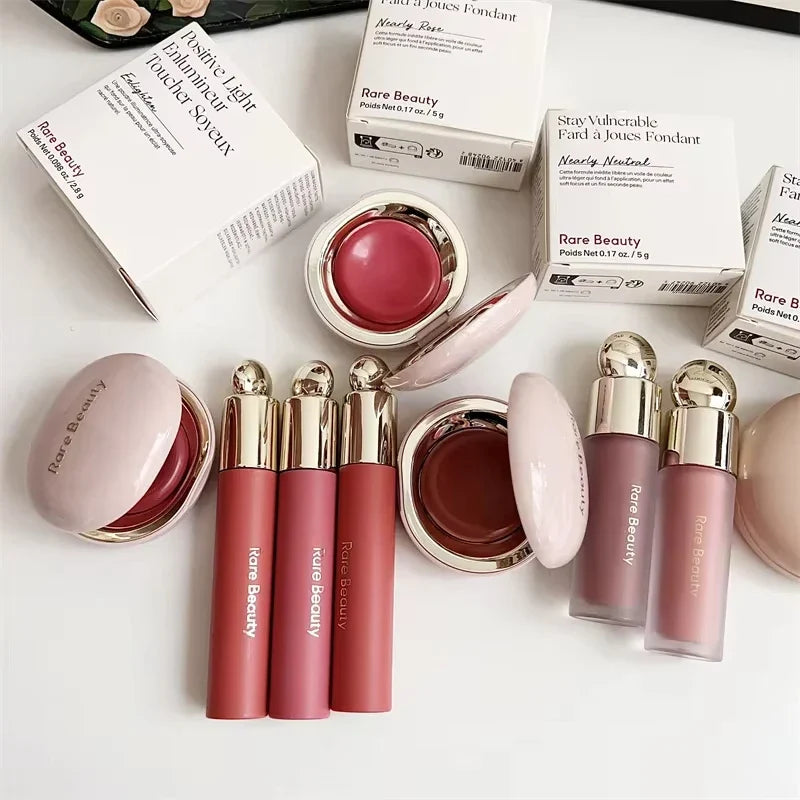 Rare Beauty Melting Cream Blush Makeup Matte Pearlescent Texture Glitter Blush Highlighter Bright nourish moisturize Lip Gloss