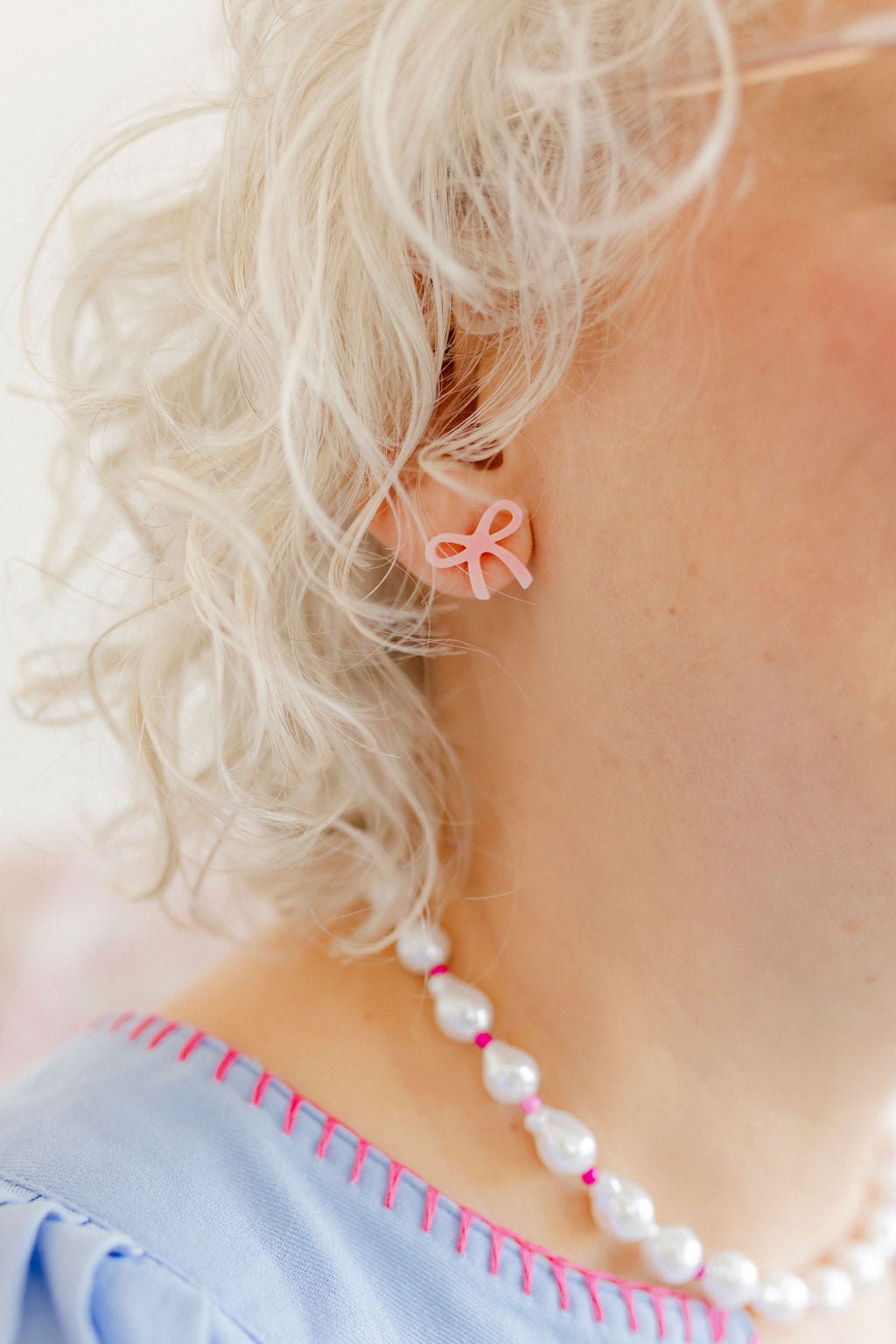 Kylie Bow Earrings - Pink Tie Dye