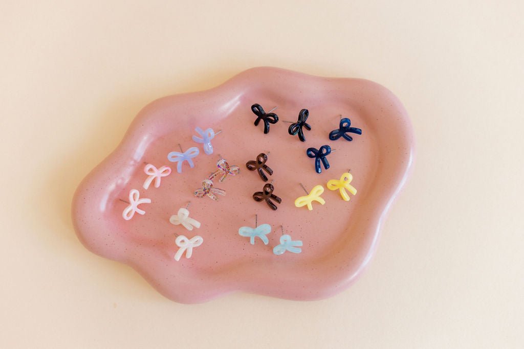 Kylie Bow Earrings - Pink Tie Dye